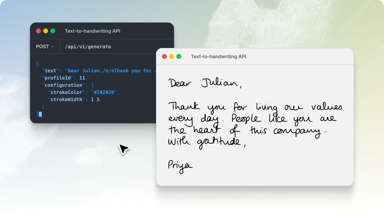 Text-to-handwriting API | MyScript